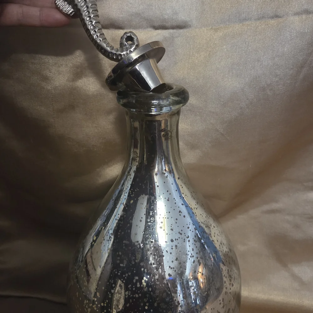 Silver Seahorse Decorative Glass Bottle